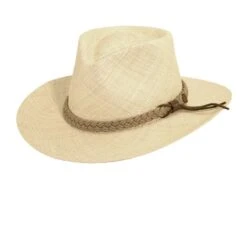 Scala Braided Band Panama Straw Outback Hat -Fashion Hat Discount Store size m 8